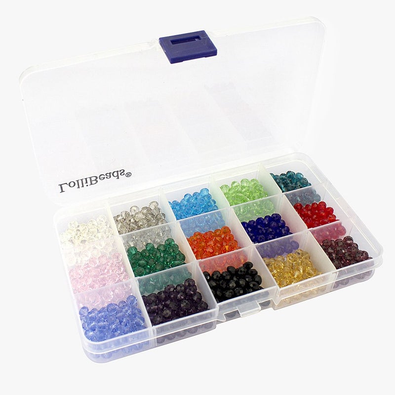 LolliBeads (TM) Wholesale Mix Lot 6 mm Briolette Faceted Rondelle Crystal Glass Beads for Jewelry Making with Container Box (750 pcs) - Image 5